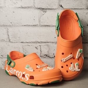 Crocs x Carrots Classic Clog Orange Green Jibbitz Men’s 10 Women’s 12